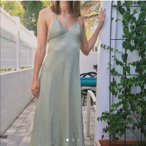 Sage Satin Dress UO